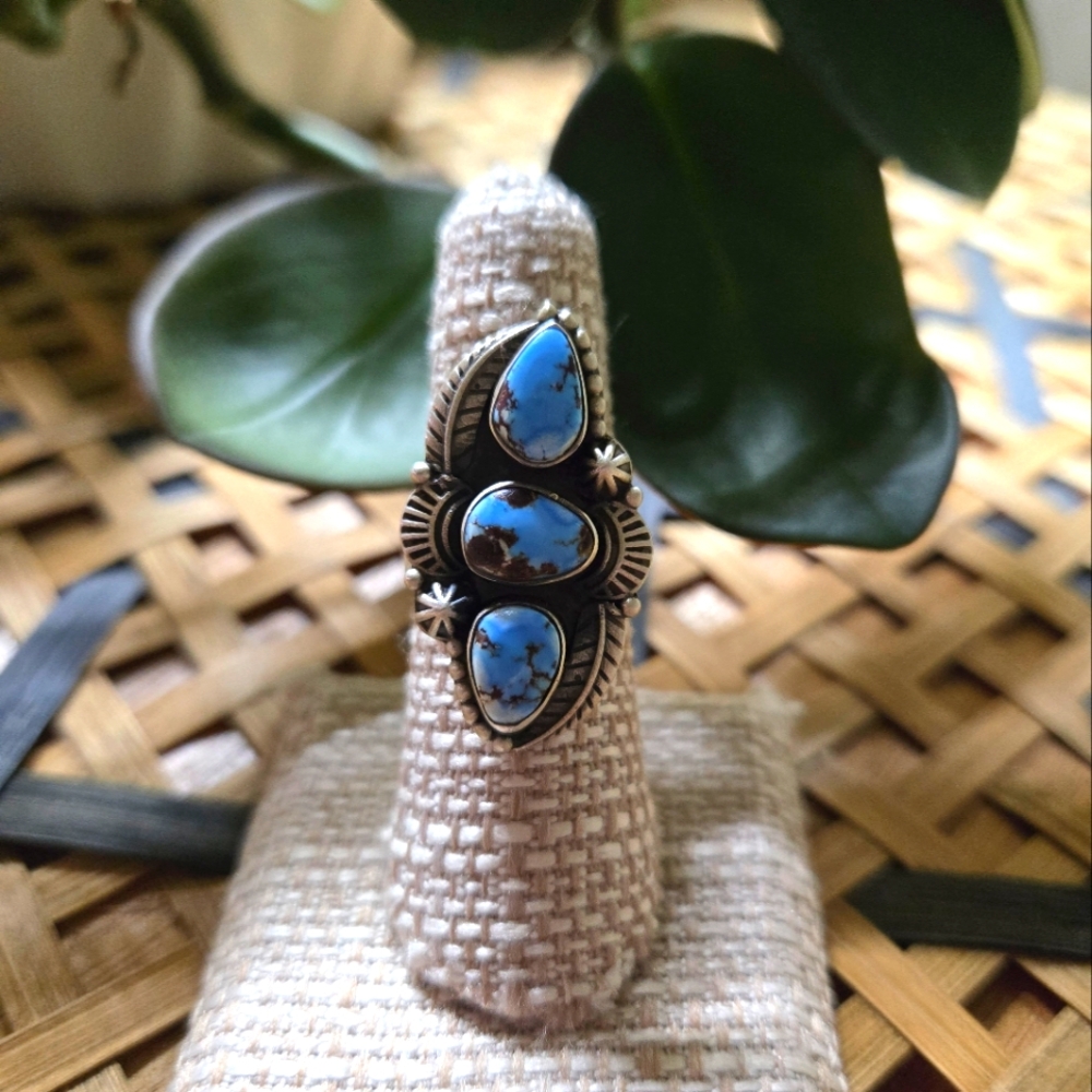 Southwestern Golden Hills Triple Stone Ring